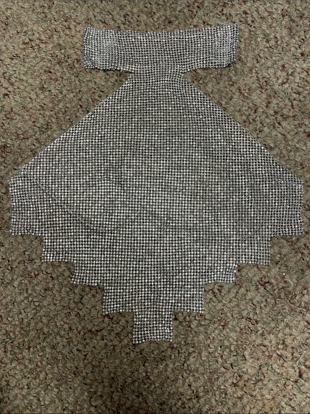 Diamond silver chainmail halter neck backless crop top -stunning